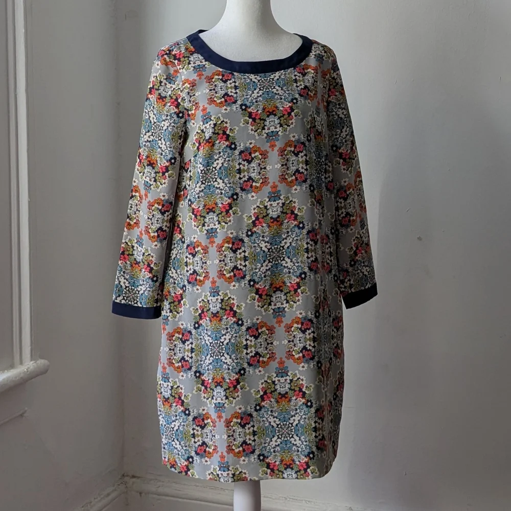J.Crew Misty Fog 100% Silk Floral Shift Mini Dress 4